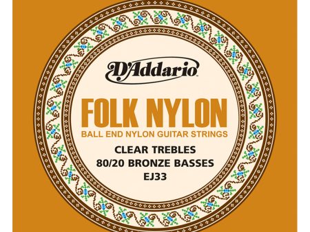 D Addario EJ33 Folk Nylon 80 20 Bronze Ball End Clear Treble Discount